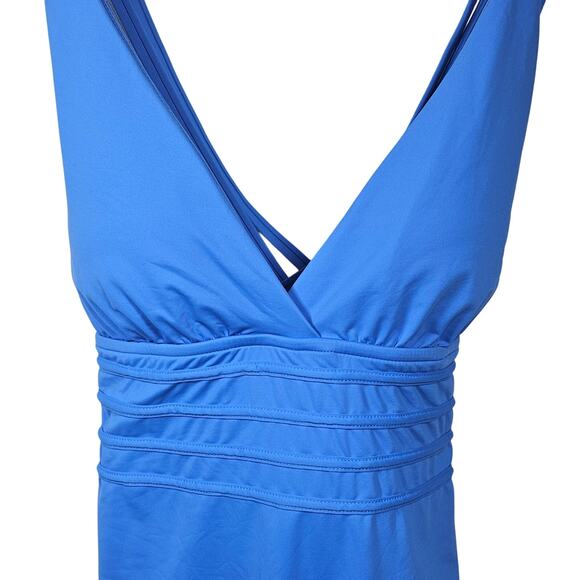 La Blanca Island Goddess Cross Back Mio One Piece Swimsuit Blue Women's 16 - Picture 3 of 8